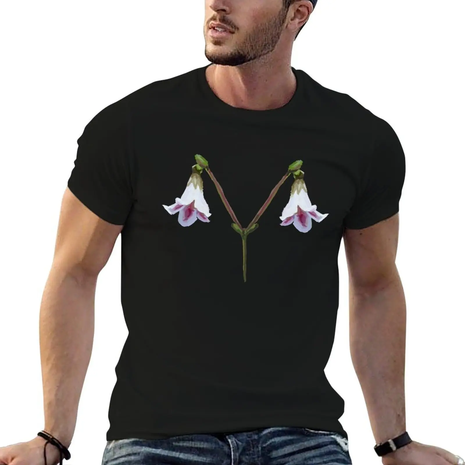 Фото Футболка Twinflower / Linnaea Borealis с модным принтом и короткими рукавами №1