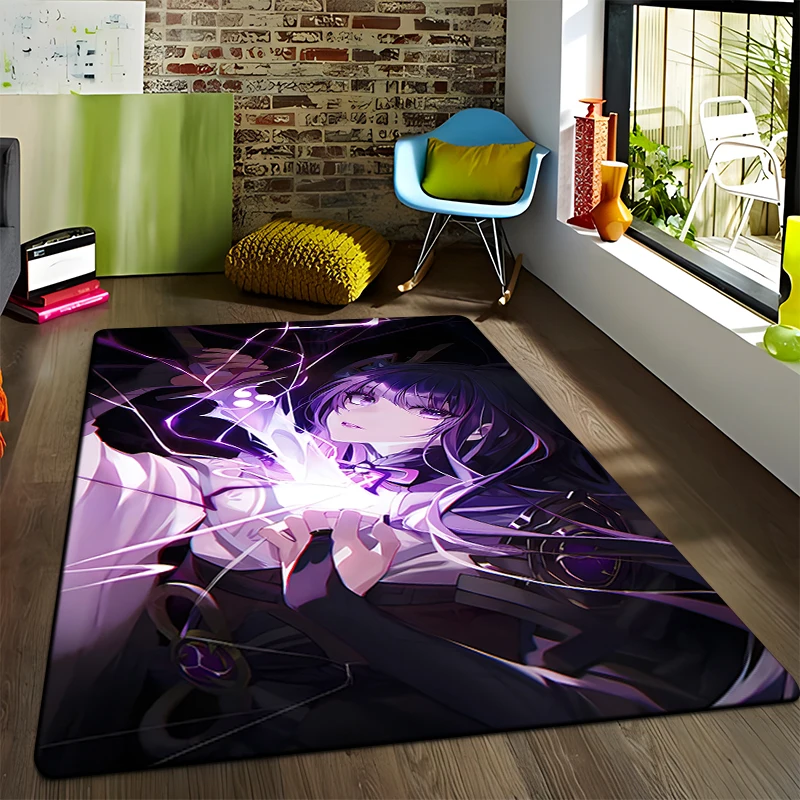 Cartoon Genshin Carpets Living Room Decoration Bedroom Parlor  Table Area Rug Mat Soft Flannel Large Aestheticism Carpet Gift