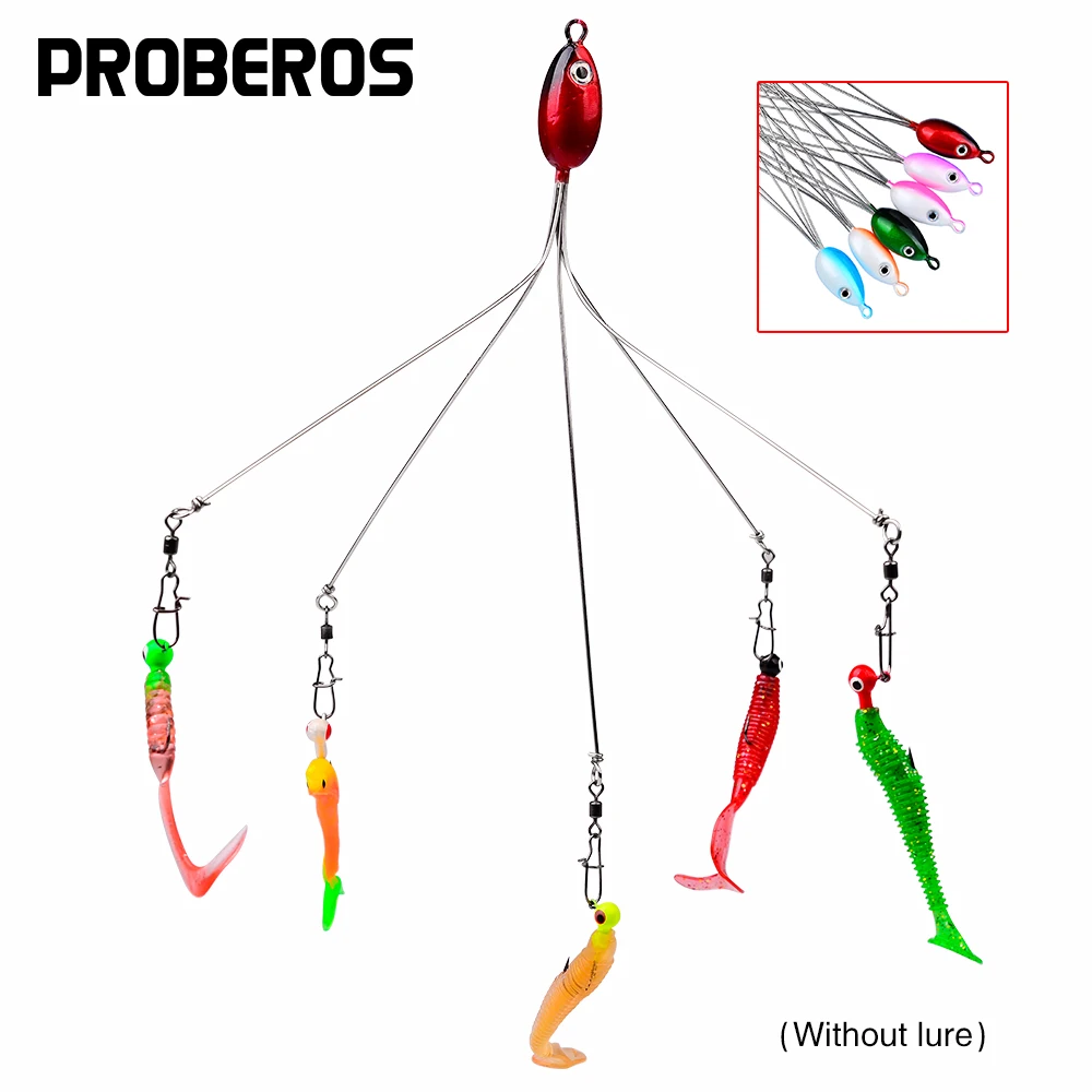 

PROBEROS 6PCS Alabama Artificial 5 Arms Umbrella 9.5g Rig Fishing Lures 21cm Stainless Snap Swivel Spinners Bass Baits Tackle