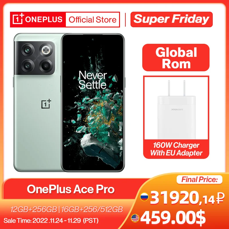 In Stock Global Rom OnePlus Ace Pro 5G 10T 10 T Smartphone 150W SUPERVOOC Charge 6.7 120Hz AMOLED Display 50MP Camera NFC