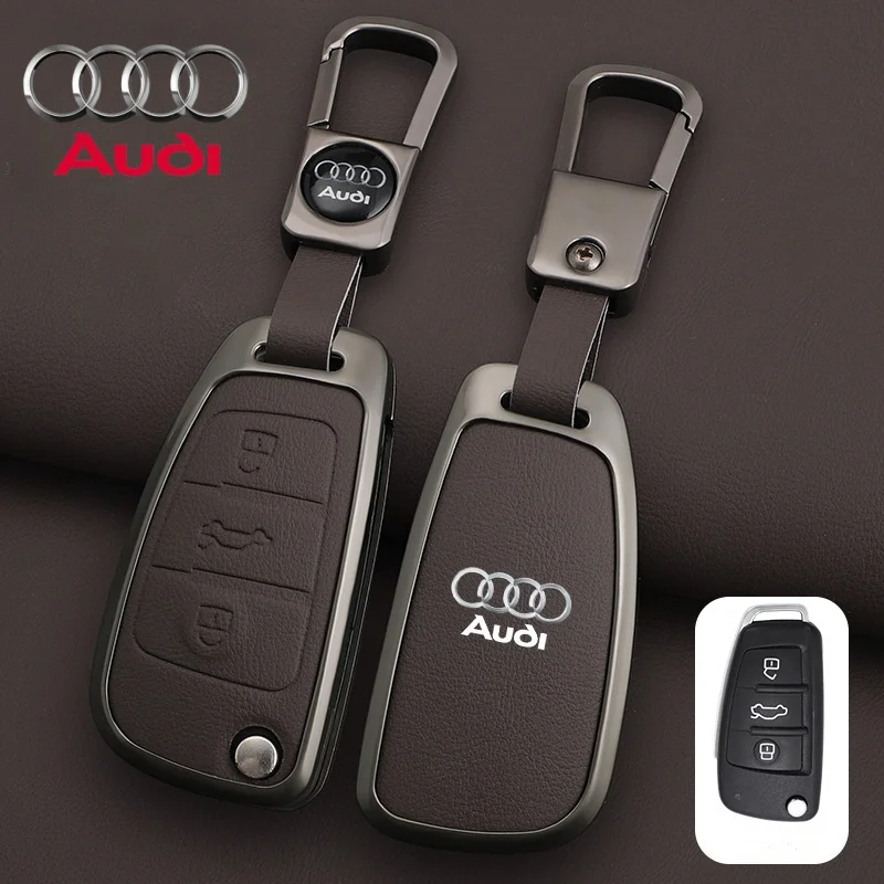 Кожаный чехол для дистанционного ключа из цинкового сплава для Audi A1 A3 8P A4 A5 A6 C7 A7 S3 S7 S8 R8 Q2 Q3 Q5 Q7 Q8 SQ5 TT RS3 RS6 Брелок