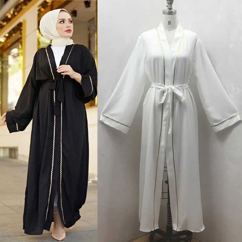 

Женское кимоно Рамадан ИД, открытый халат с вышивкой, Дубай, кафтан, кардиган, Исламская одежда, турецкое платье джалабия