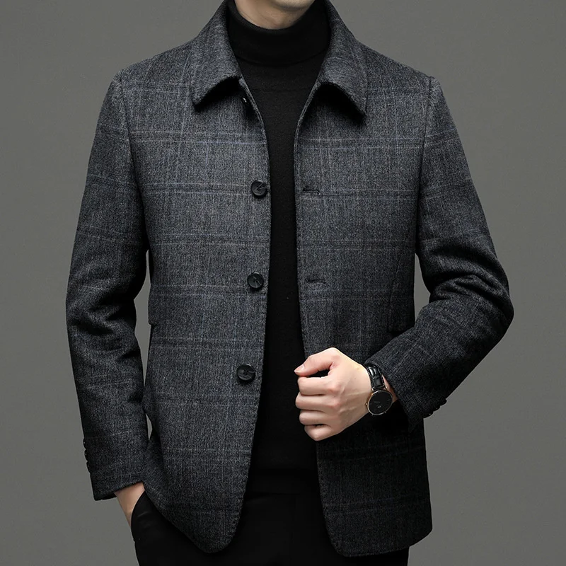 

Высококачественное двухстороннее кашемировое пальто, повседневное модное зимнее деловое мужское шерстяное пальто средней длины с лацкана...