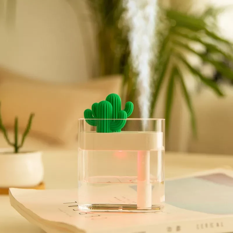 

Ultrasonic Air Humidifier Clear Cactus Breathing Light USB Essential Oil Aroma Diffuser Car Purifier Anion Mist Maker