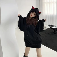 gothic bunny ears hoodies women personality sweatshirt long sleeve tops new loose pullover 2021 fashion korean casual streetwear