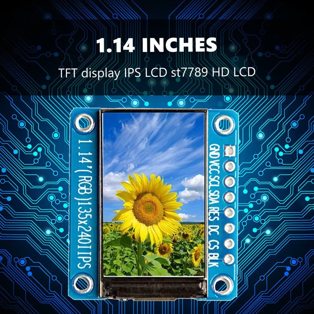 

8Pin 1,14 ''IPS полноцветный SPI TFT экран дисплея 135x240 ST7789 для TFT дисплей экран модуль привода IC