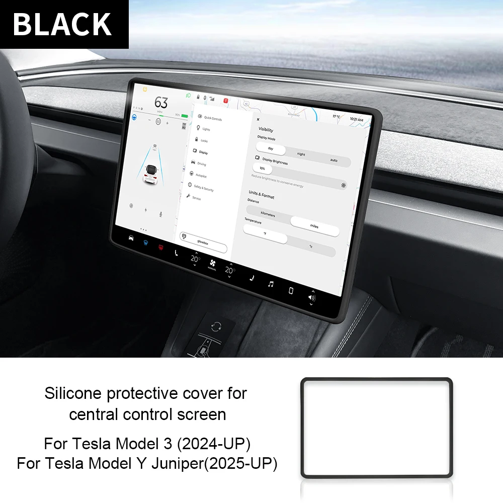 

Для Tesla Model 3 Highland 2024 Model Y Juniper 2025-up силиконовая рамка экрана защита края дисплея аксессуары для центрального управления