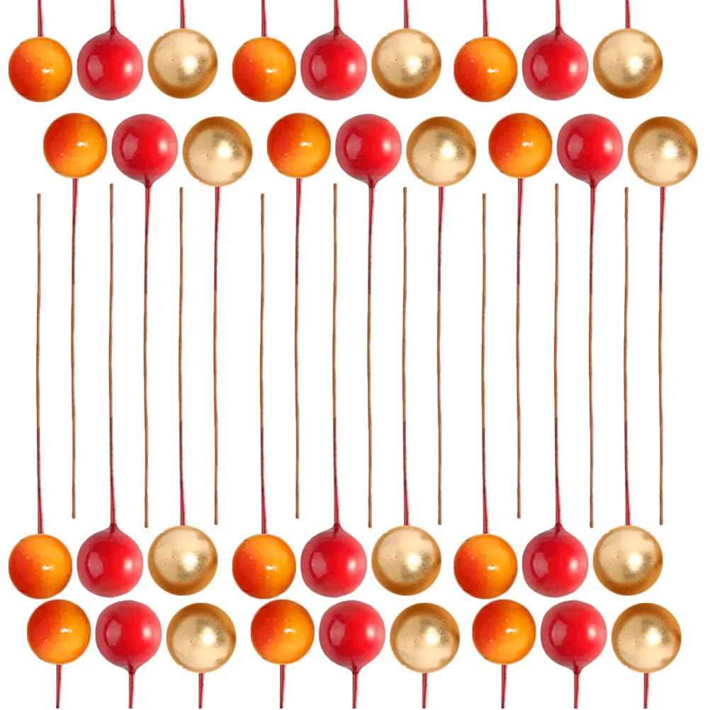 

Berry Christmas Artificial Red Stem Berries Decor Holly Picks Party Fruit Xmas Branches Round Flower Balloons Mini Branch