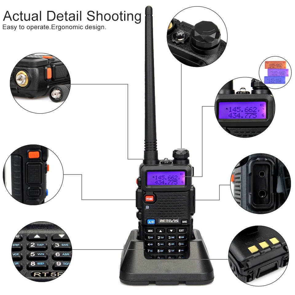 retevis rt5r handy walkie talkie 5w vhf uhf usb ham amateur two way radio stations ptt walkie talkies for baofeng uv 5r hunting free global shipping