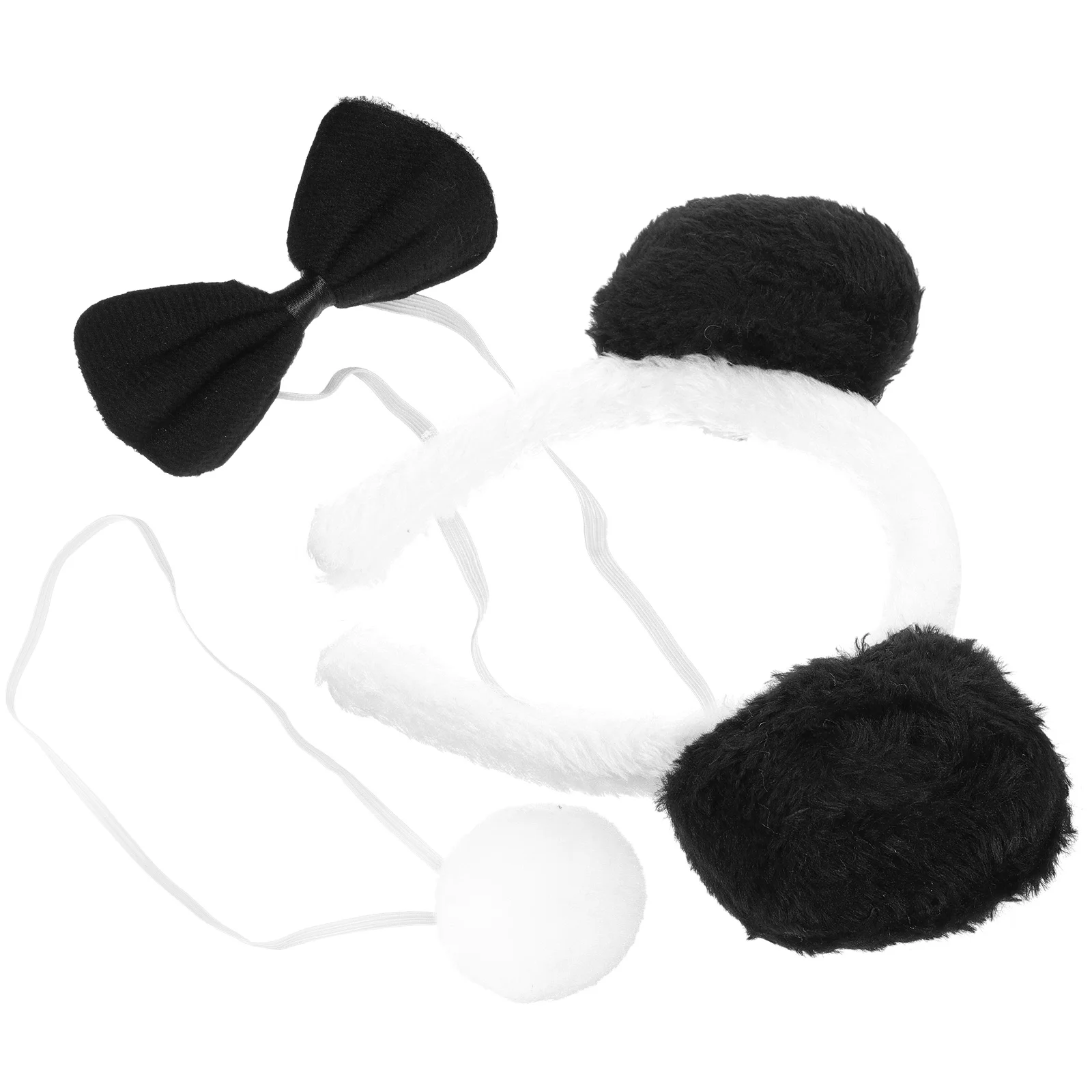 

1 Set Halloween Animal Costumes Panda Ears Headband Bow Tie and Tail for Cosplay