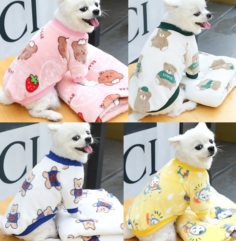 

Warm Fleece Pet Dog Clothes Cute Printed Pet Coat Puppy Dogs Shirt Jacket French Bulldog Pullover Dog Clothing Chihuahua Clothes
