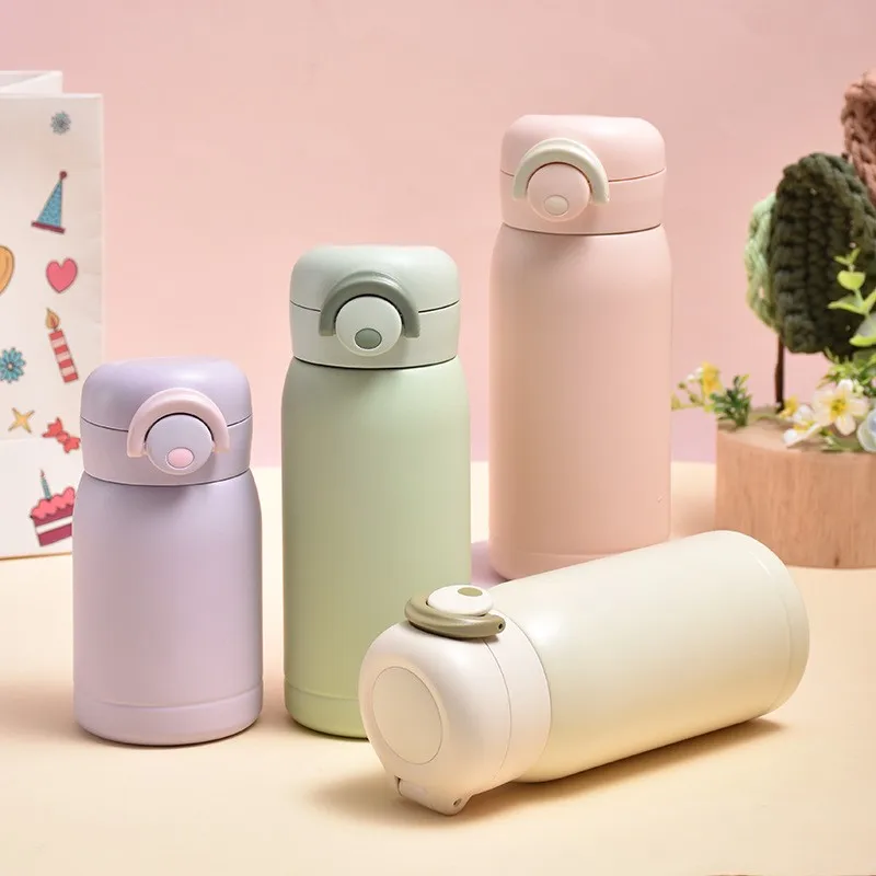 300ml/400ml Women's Thermos Cup Stainless Steel Small Mini Portable Pocket Portable Vacuum Water Bottle Cute Girl Bounce Cups