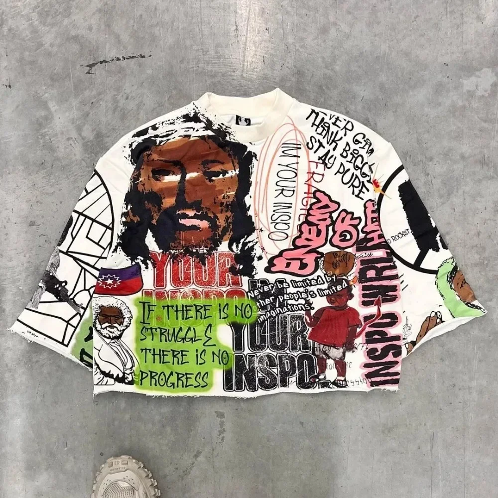 Футболка Мужская/Женская с принтом граффити модный готический Топ оверсайз в