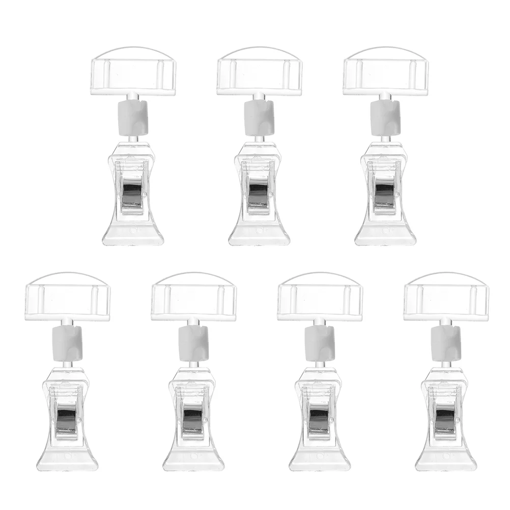 

7 Pcs Acrylic Advertising Folder Price Tag Holder Supermarket Clip Clear Hangers Poster Display Stand Plastic Business card