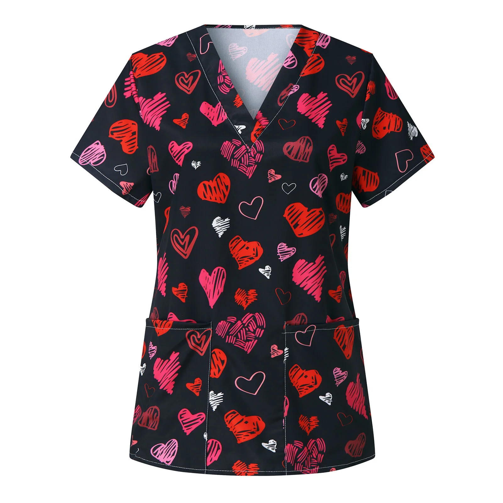 

Женский топ с коротким рукавом, V-образным вырезом и принтом животных