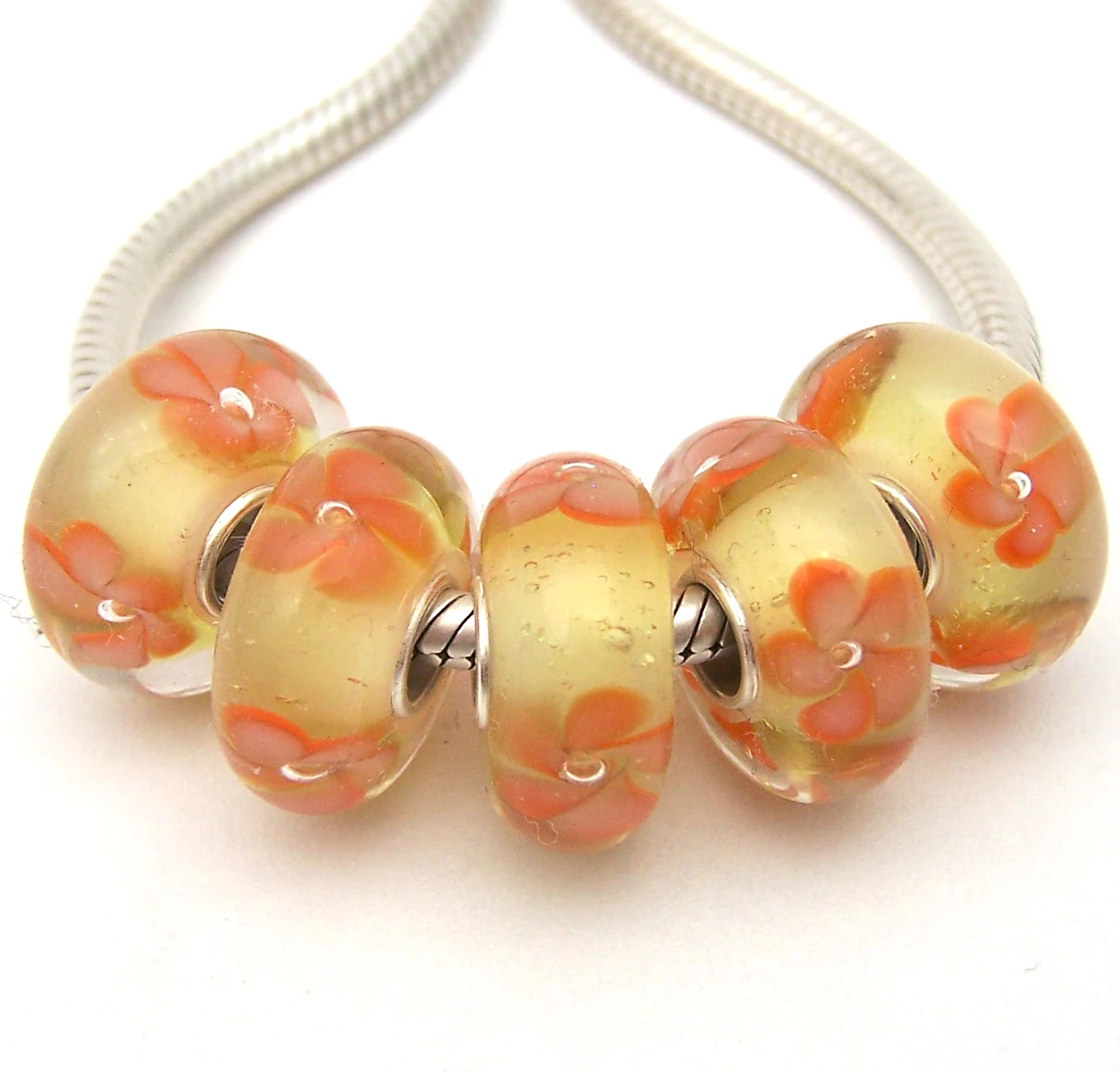 

YG1606 5X 100% Authenticity S925 Sterling Silver Beads Murano Glassbeads beads Fit European Charms Bracelet diy jewelry Lampwork