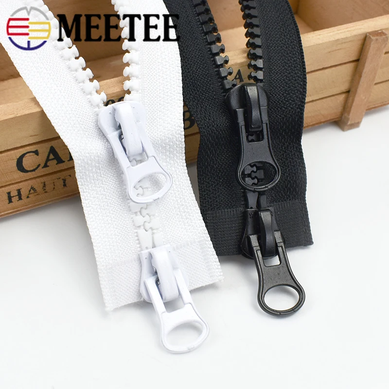 

Meetee 2pcs 60-500cm 8# Double Silders Resin Zipper Open-End Auto Lock Zip DIY Down Jacket Tent Sewing Costume Accessories AP105