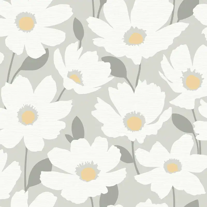

Walls Decor Brewster Astera Grey Floral Wallpaper