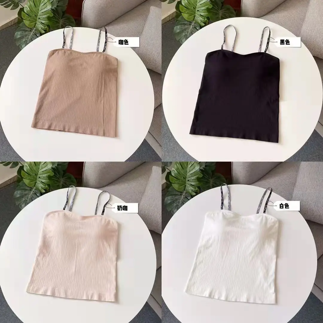

Suspender Small Vest Female Summer Suit Inside Take Leggings Outside Wear with Chest Pad One Hundred Take Casual Wipe Chest Top