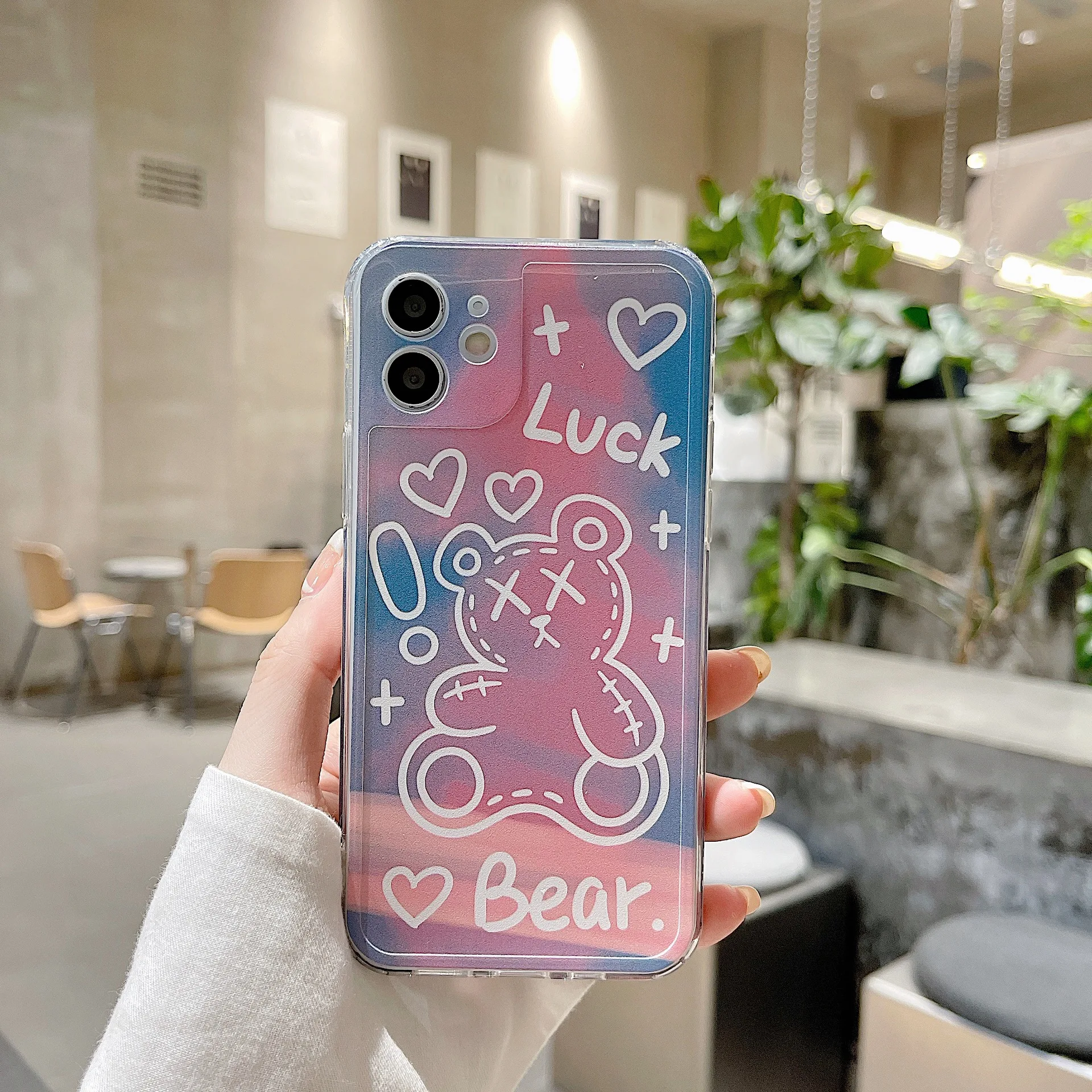 

Cute Luck Bear Phone Case For 11 12 13 Pro Max Mini 6 6s 7 8 Plus X XR XS Max Fashion Mobile Phone Shape Cases