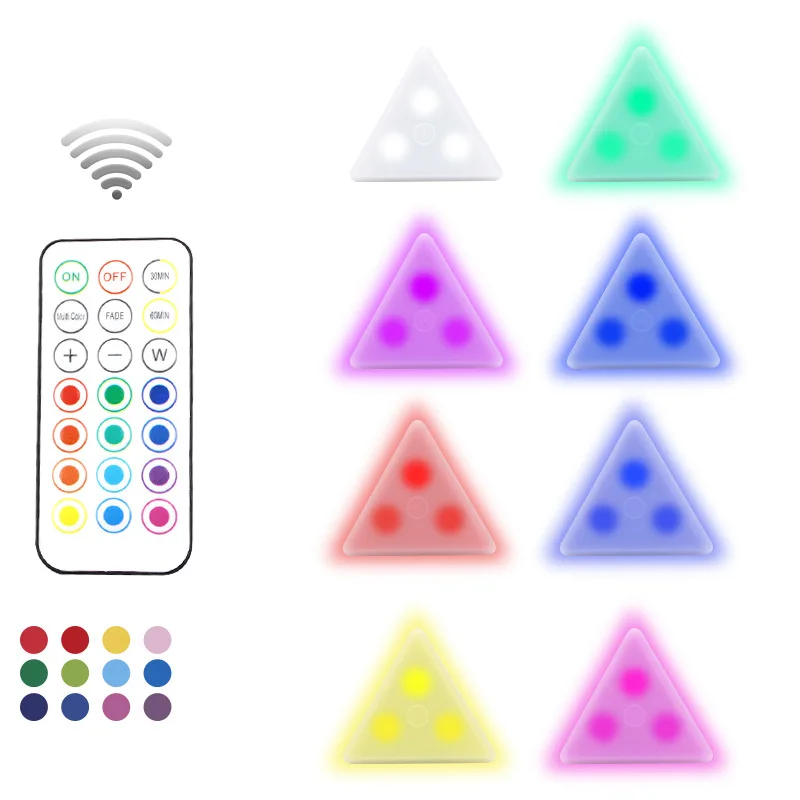 

RGB 13Colour triangle Wireless Remote Control Dimmable Night Light Decorative Kitchen Closet Staircase Aisle Bathroom LED Light