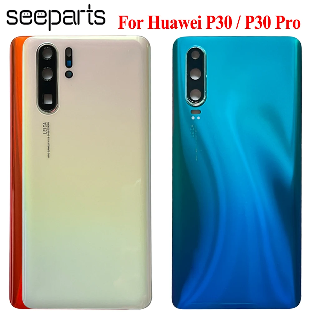 Стеклянная Крышка батарейного отсека с объективом для Huawei P30 Pro VOG-L29 L04, задняя крышка, Стеклянные запасные части для Huawei P30 ELE-L09 L29, задняя крышка