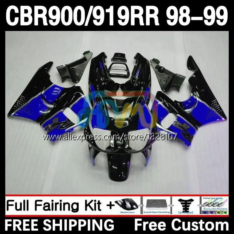 

Fairings For HONDA CBR Blue black 919RR 900RR 919 CBR900 CBR919 RR 98-99 32No.66 900CC CBR900RR 98 99 CBR919RR 1998 1999 Body