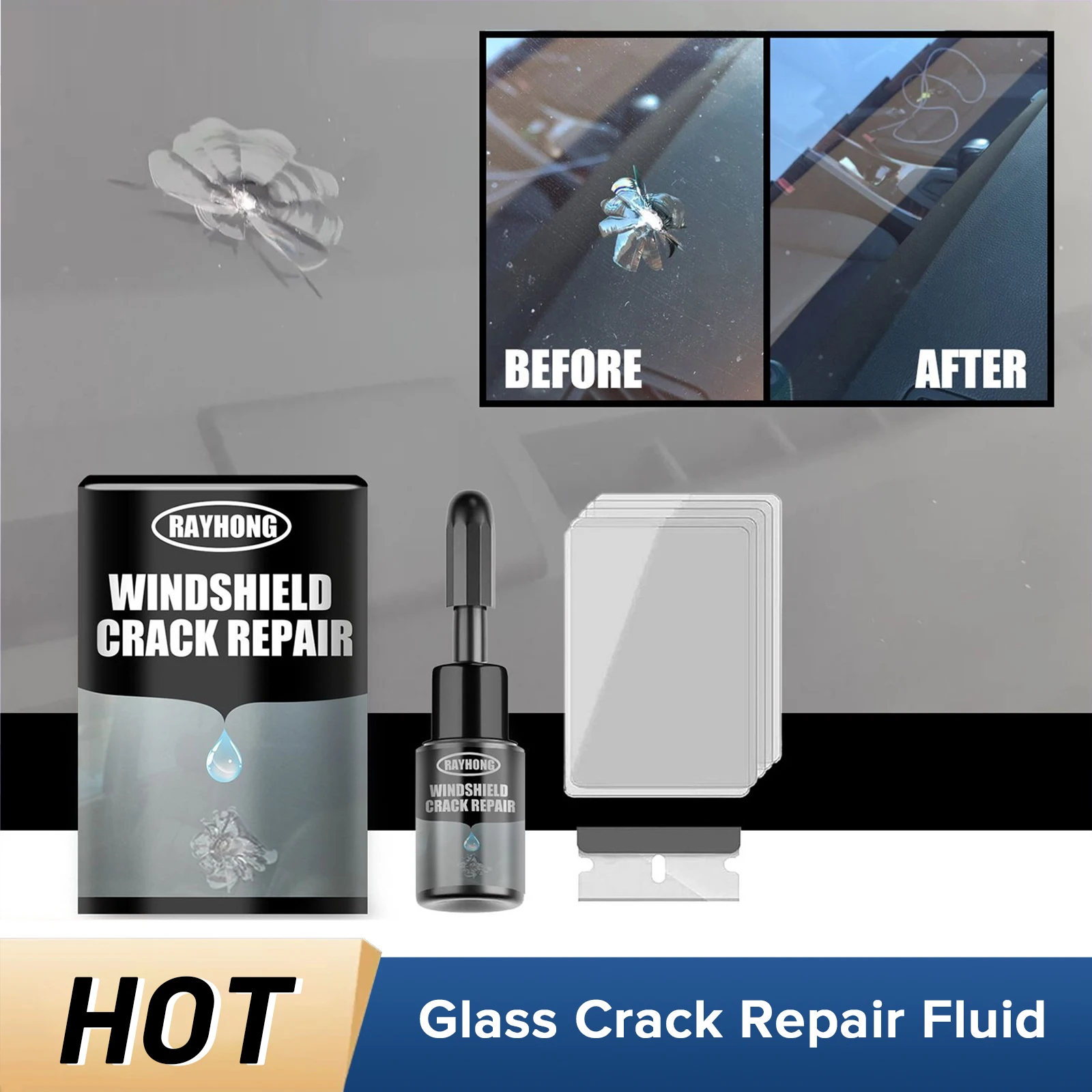 

Glass Crack Repair Fluid Automobile Glass Repairing Fix Window Scratch Automobile Windscreen Renovate Windshield Repairing Glue