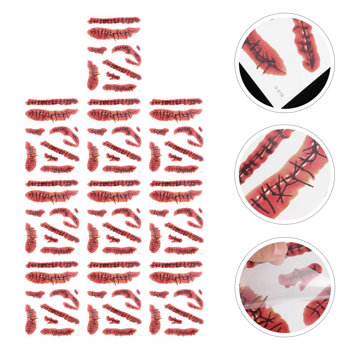 

10 Sheets Bloody Horror Fake Scar Sticker Decor Wounds Scars Stickers for Party Make-up Cosplay