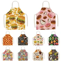 cute gourmet pattern kitchen apron male burger fries pizza pattern childrens sleeveless apron household cleaning tool
