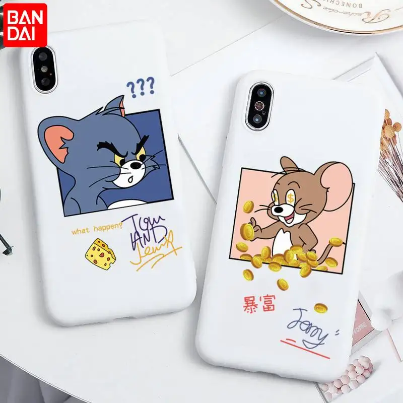 

Cartoon Tom and Jerry Phone Case For iphone 13 12 11 Pro Max Mini XS 8 7 6 6S Plus X SE 2020 XR Candy white Silicone cover