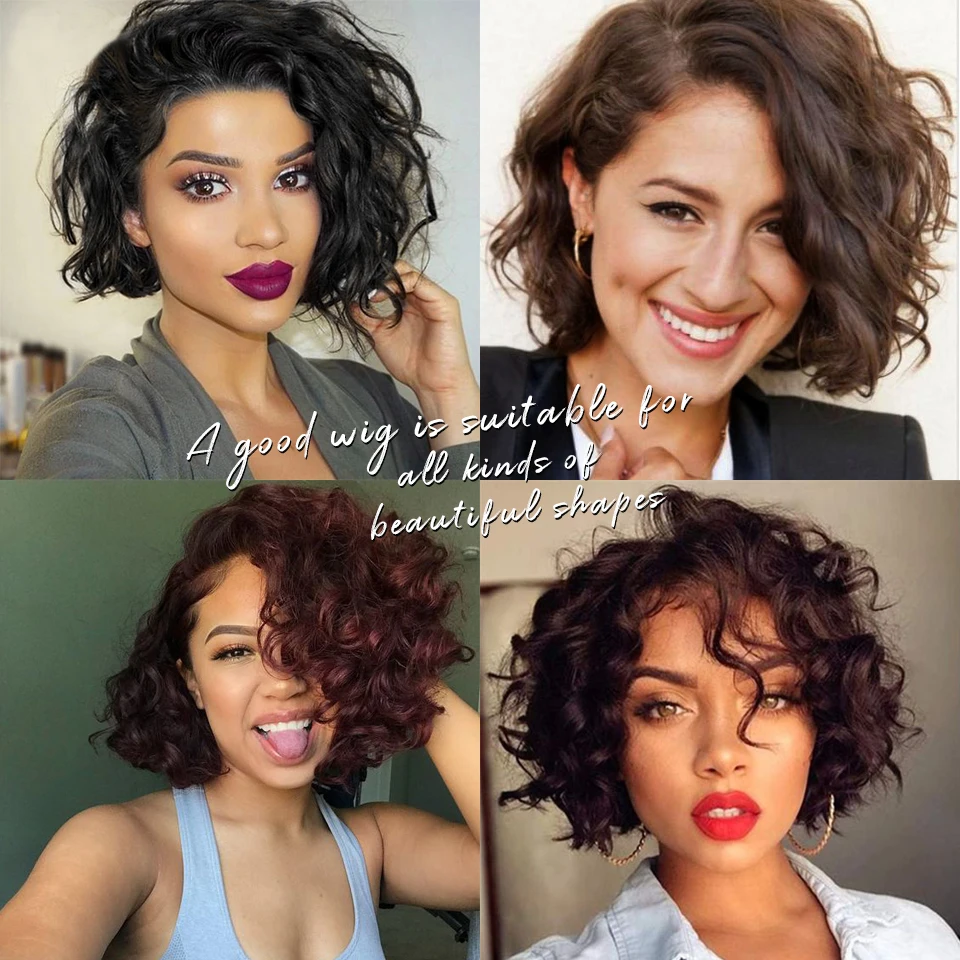 Debut Hair Wigs For Black Women Brazilian Remy Water Wave Lace Part Human Hair Wigs Omber Short Part Lace Wigs Free Shipping images - 6