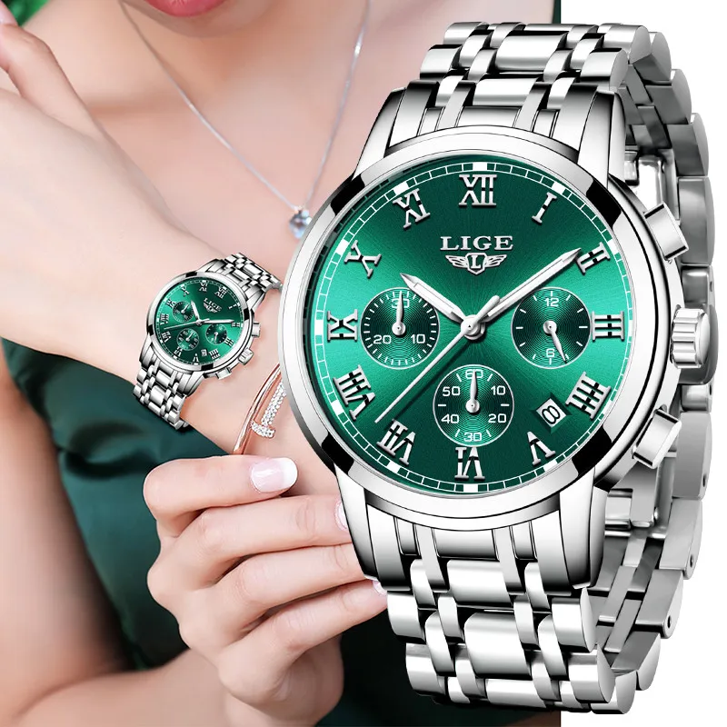 2022 LIGE Ladies Watches Women's Top Brand Luxury Fashion Watch for Women Chronograph Quartz Clock Waterproof Wristwatch New