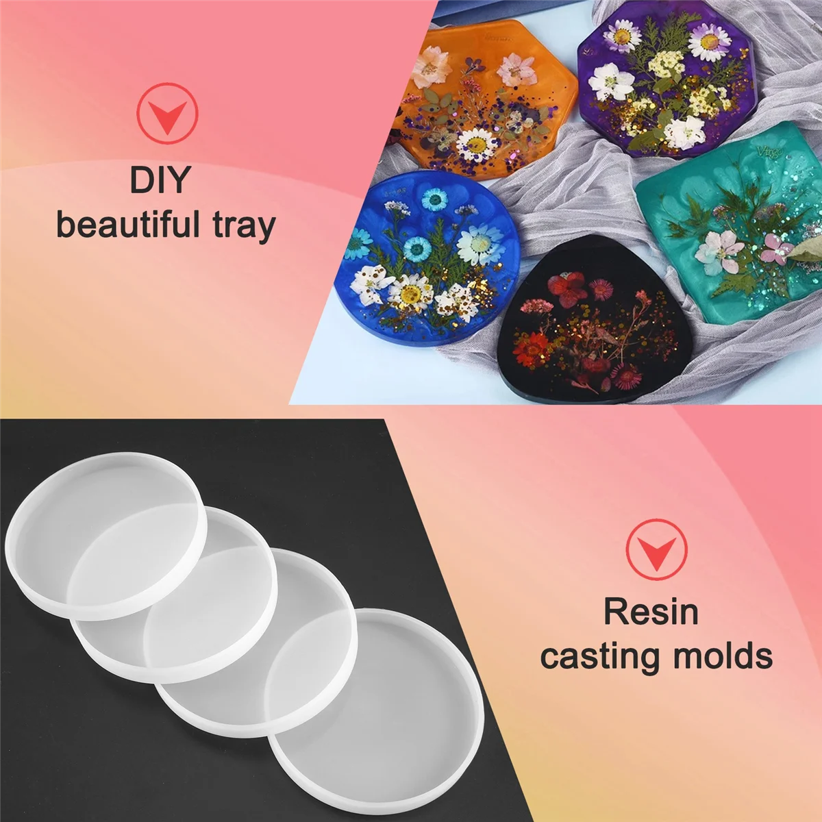 Круглая форма для смолы 4 шт. формы литья эпоксидной бетона цемента и полимерной