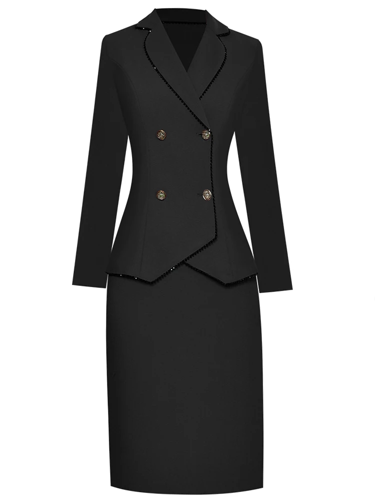 

Runway Designer Spring Autumn New Bearing Suit Tops Pencil Skirts Fashion High Quality Casual Party Vintage Elegant Women's Set