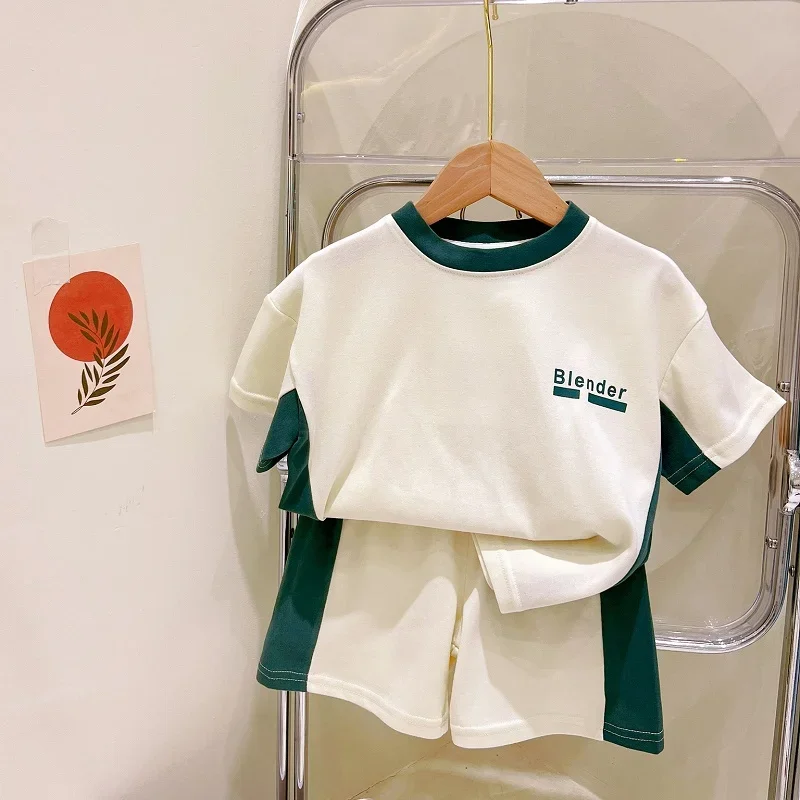 Летний детский костюм для детей 1-8 лет одежда с короткими рукавами и мультяшными