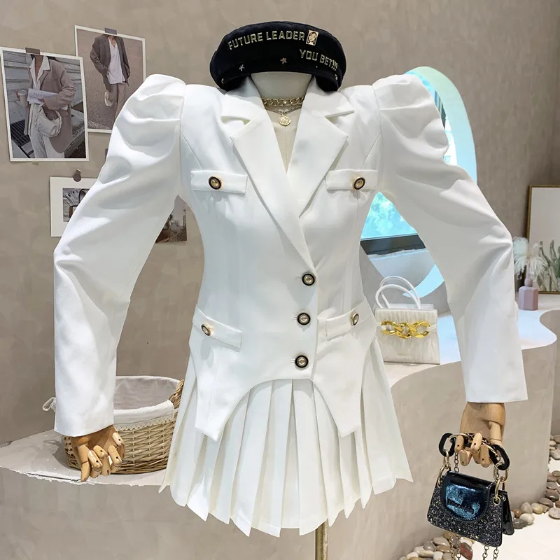 

Новинка Женская одежда осень 2022 Асимметричные женские плиссированные платья в западном стиле с пышными рукавами