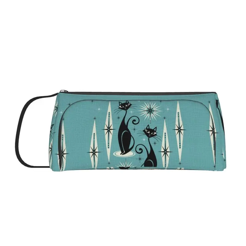 

Чехол для карандашей большой вместимости с изображением черного кота, чехол для мальчиков и девочек, синий большой школьный пенал для учени...