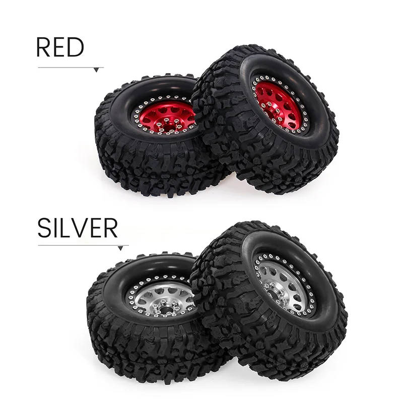 

FBIL-4Pcs High Grip 2.2 Inch Rubber Tire Alloy Beadlock Rims Wheel For Traxxas Trx4 Hsp Tamiya Axial Scx10 D90 RC Car