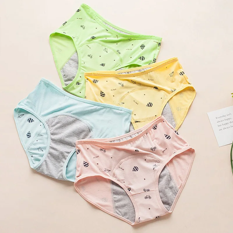 

1pc Girls Children Leak-Proof Panties For Teenager Menstrual Underwear Soft Modal Kids Briefs Cute Pink Lingerie 2023 New