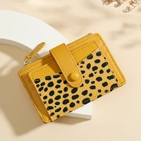 brand leopard print mini women card holder credit id card holders soft pu leather zipper wallet ladies small coin purse female