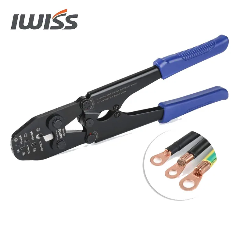 

IWISS IWS-5100A Battery Cable Lug Crimping Tool for Open Barrel Lug,Lead-Free OEM Battery Terminals,B Type Crimper for AWG 16-4