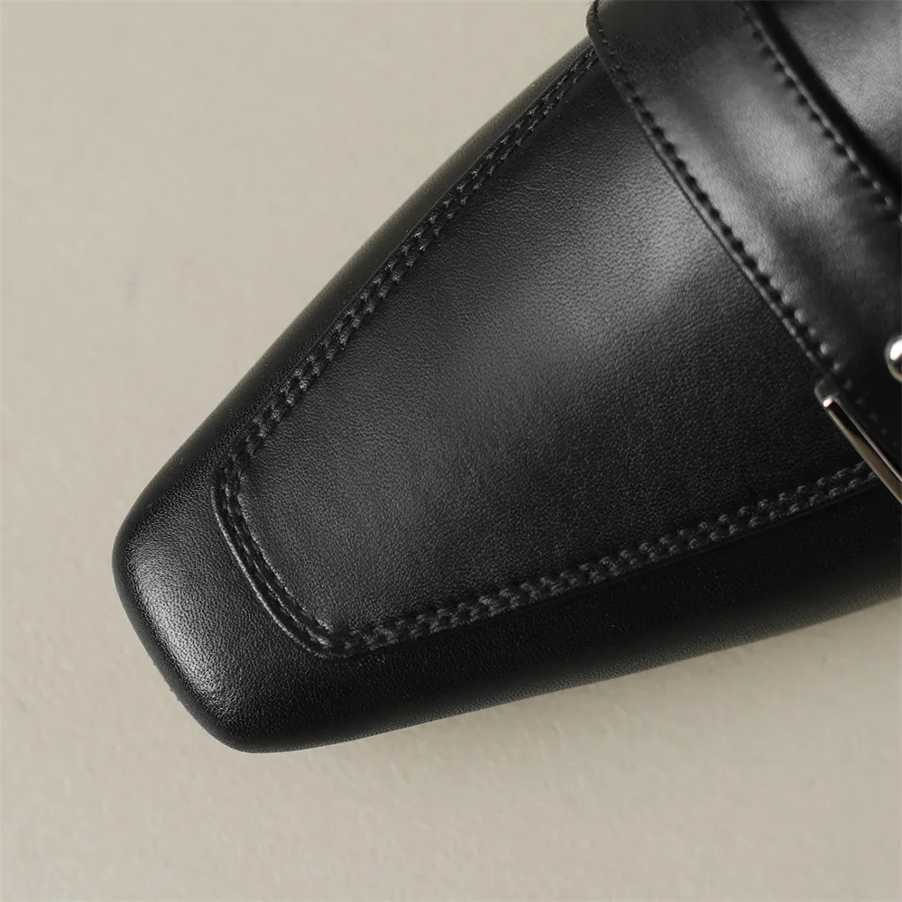 Cialisa 2023 Spring Pumps New Arrival Square Toe Genuine Leather Women Shoes Mixed Colors Strange Style Heels Footwear Black 40