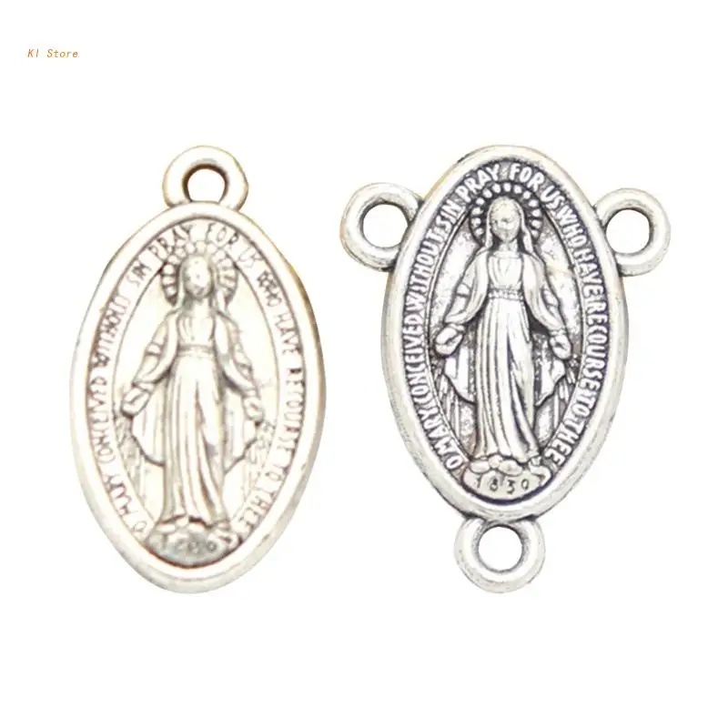 

10pcs Simple Virgin Mary Pendant Catholic Jewelry Charm Oval Pendant