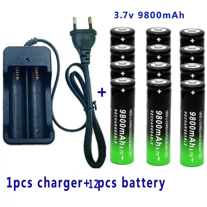 

NEW2023 100% New 18650 Rechargeable Battery 3.7V 9800mAh Capacity Li-ion Rechargeable Battery For Flashlight Torch Battery+Charg