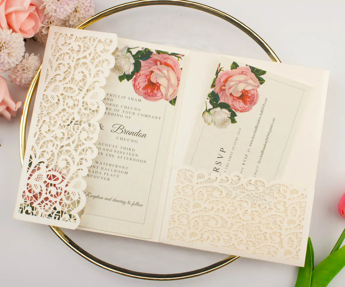 Лазерный карманный конверт для свадебных приглашений Vantage