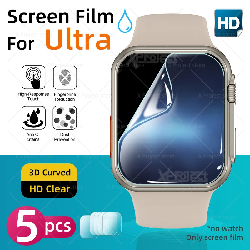 

Изогнутая Гидрогелевая пленка 9D для Apple Watch, ультразащитная пленка HD, мягкая, серии iWatch 8, 49 мм, 44 мм, 42 мм, 40 мм, 38 мм, не стекло