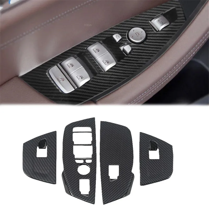 

For BMW X3 X4 G01 G02 2018 2019 2020 2021 Carbon Fiber Look Window Lift Switch Buttons Control Panel Frame Cover Protective Trim