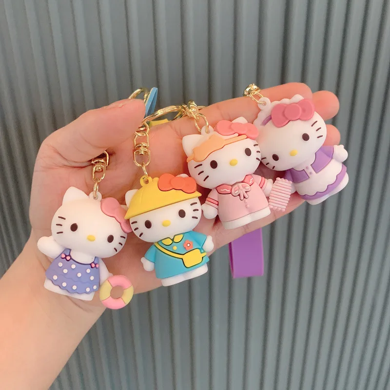 

Anime Figure Kt Cat Keychain Kawaii Doll Cake Maker Cartoon Movie Peripheral Toys Hang On The Bag Pendant Accessories Kids Gift