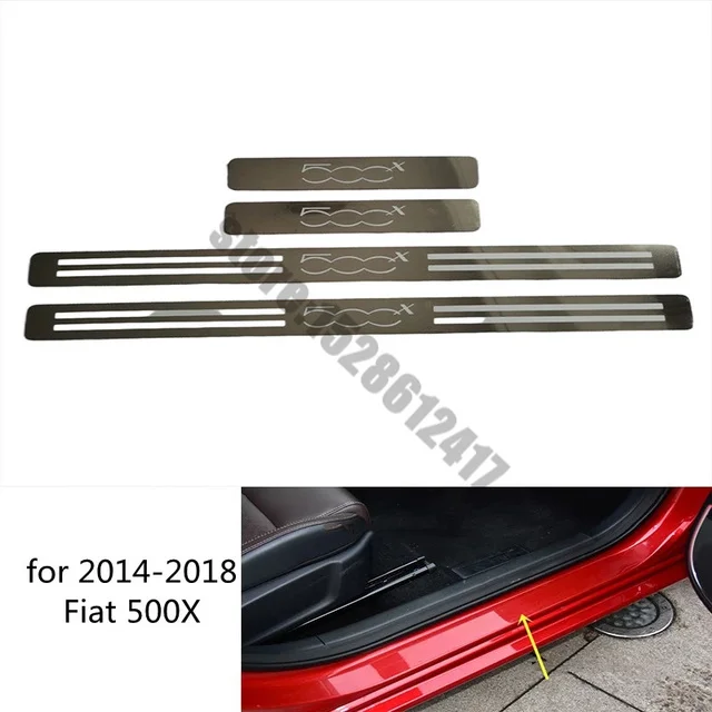 

For Fiat 500 500C 500X 500L 2010-2020 Door Sill Scuff Plate Trim Stainless Steel Threshold Kick Pedal Stickers Car Accessories